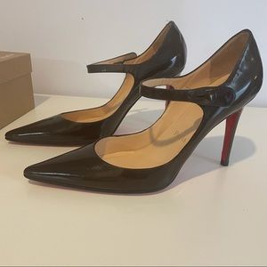 Christian Louboutin Black Patent Mary Jane Pumps with Red Soles